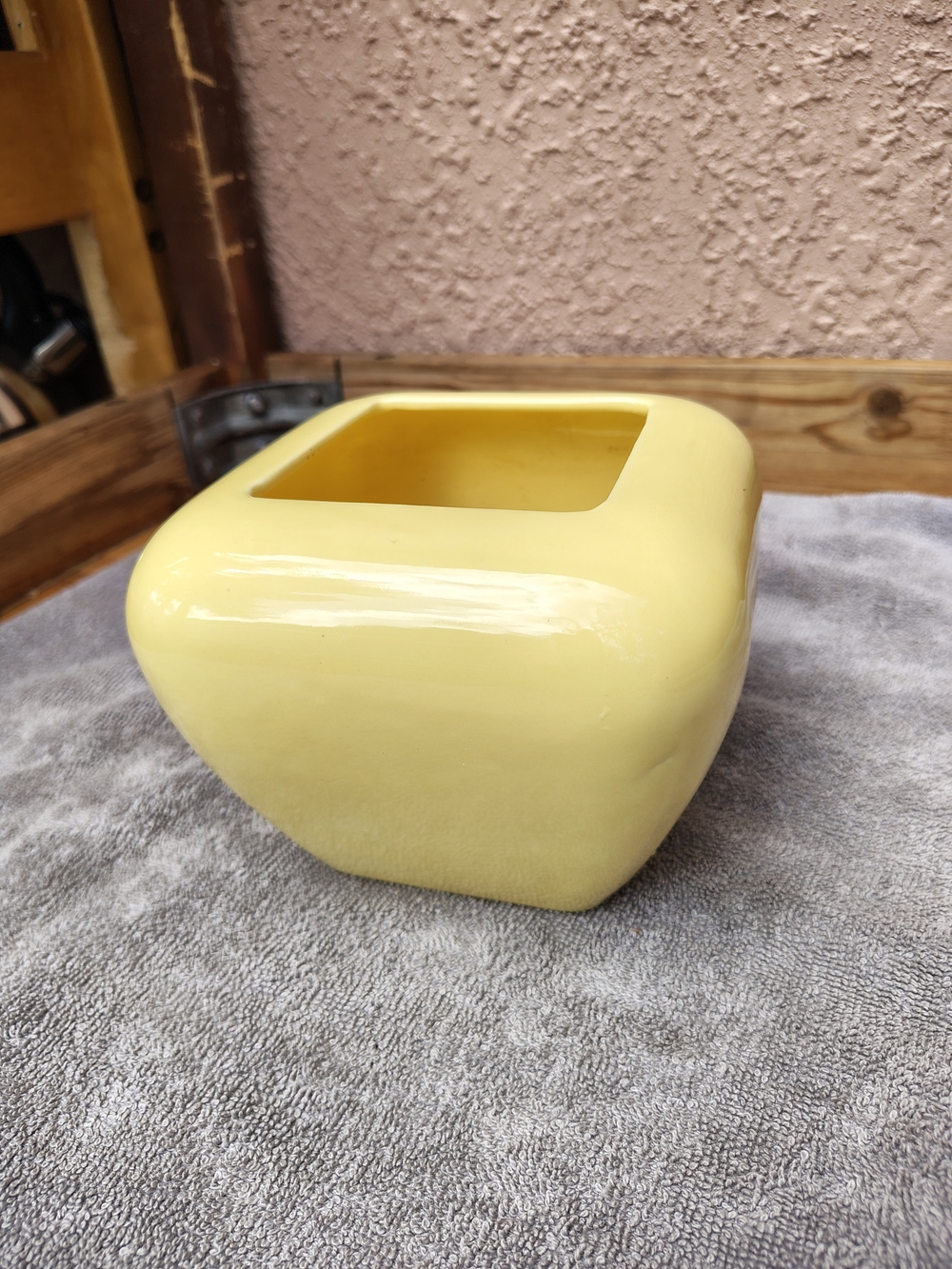 Glossy Yellow Ceramic Square Planter